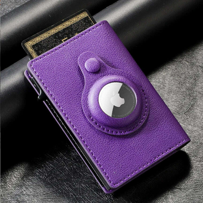 KIMLUD, RFID protect aluminum pop up card wallet, Purple, KIMLUD APPAREL - Womens Clothes