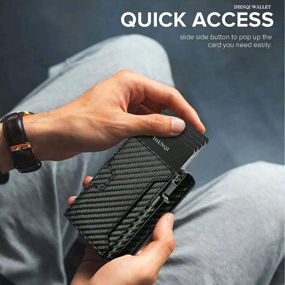 KIMLUD, RFID Smart Men Wallets Anti-Theft Magnet Credit Card Holder Front Pocket Carbon Fiber Minimalist Wallet Bank Cardholder Case, KIMLUD Womens Clothes