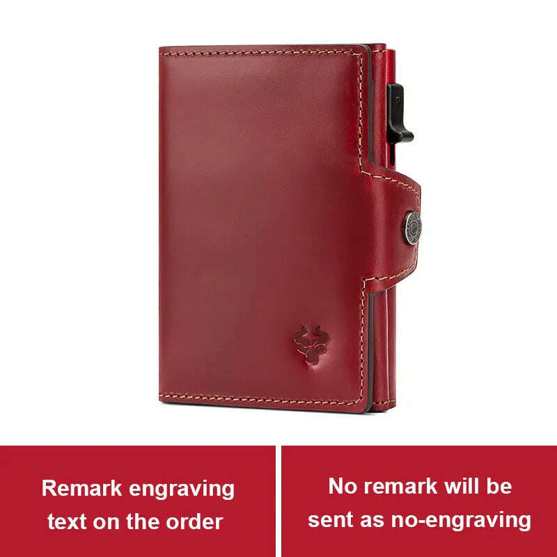 RFID Smart Pop Up Card Wallet for Men Genuine Leather Card Case for 8-10 Cards Slim Women Zip Coin Purse with Notes Compartment - KIMLUD