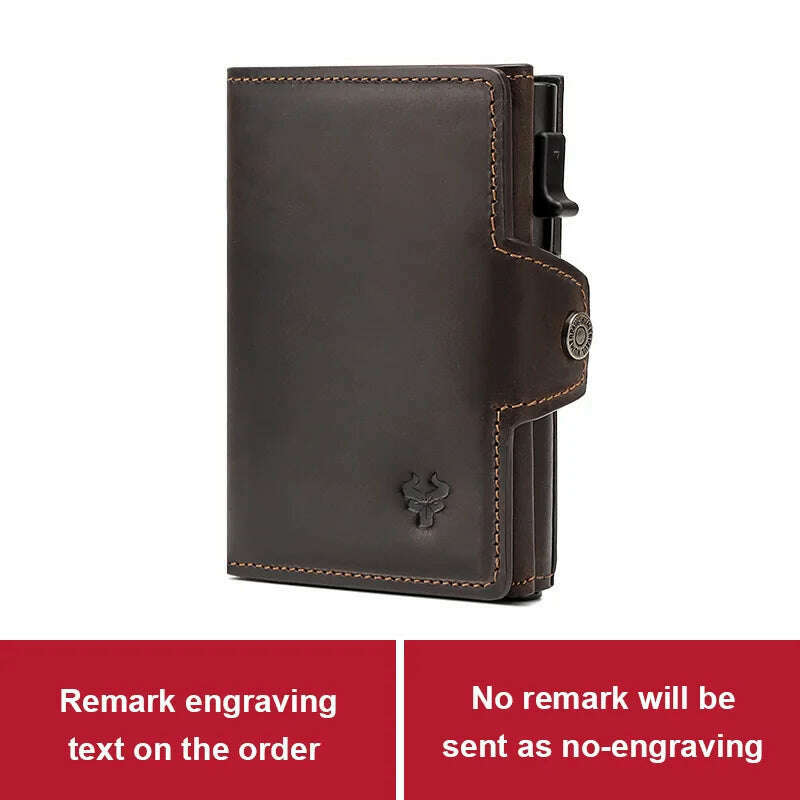 RFID Smart Pop Up Card Wallet for Men Genuine Leather Card Case for 8-10 Cards Slim Women Zip Coin Purse with Notes Compartment - KIMLUD