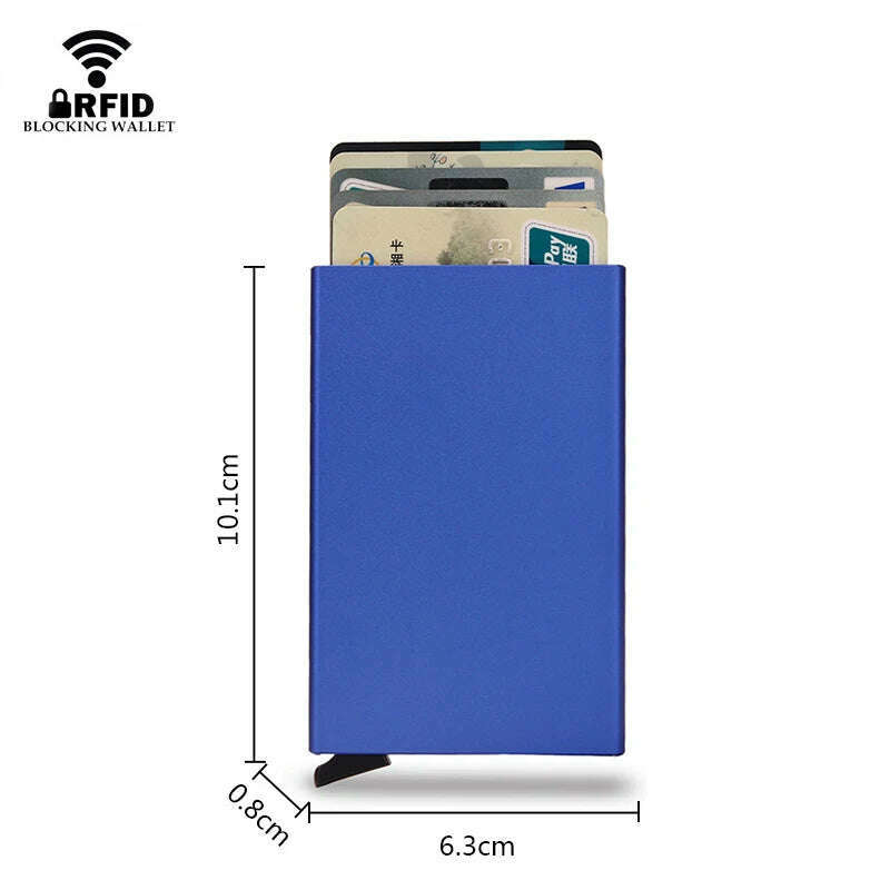 Rfid Smart Wallet Card Holder Metal Thin Slim Men Women Wallets Pop Up Minimalist Wallet Small Black Purse Vallet Walets for Men - KIMLUD