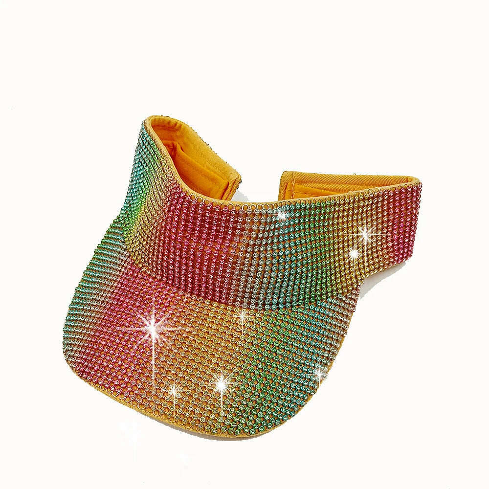 Rhinestone fedora Jazz Hats Cowboy Hat For Women And Men Double-sided Color Cap Red With Black diamond fedora Wholesale 2021 - KIMLUD