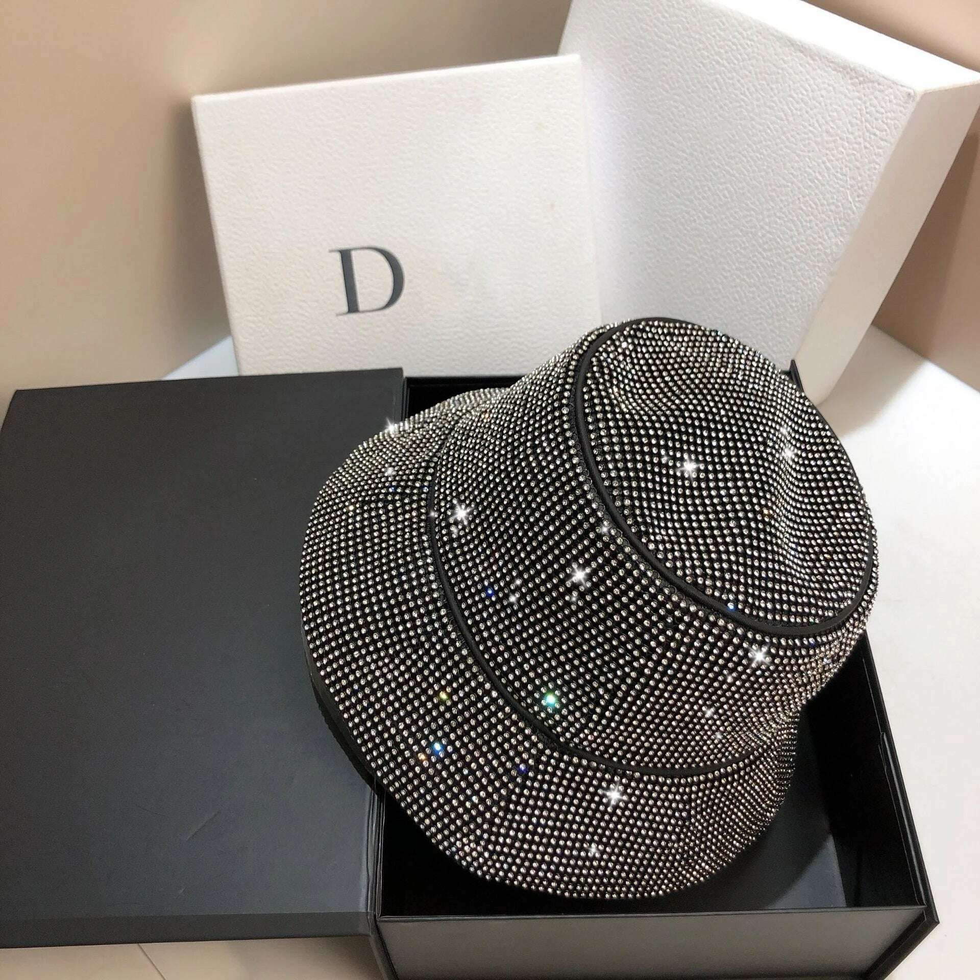 Rhinestone fedora Jazz Hats Cowboy Hat For Women And Men Double-sided Color Cap Red With Black diamond fedora Wholesale 2021 - KIMLUD