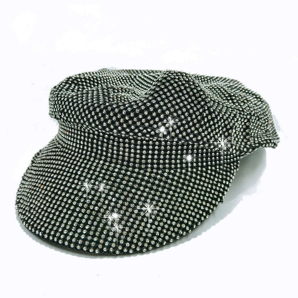 Rhinestone fedora Jazz Hats Cowboy Hat For Women And Men Double-sided Color Cap Red With Black diamond fedora Wholesale 2021 - KIMLUD