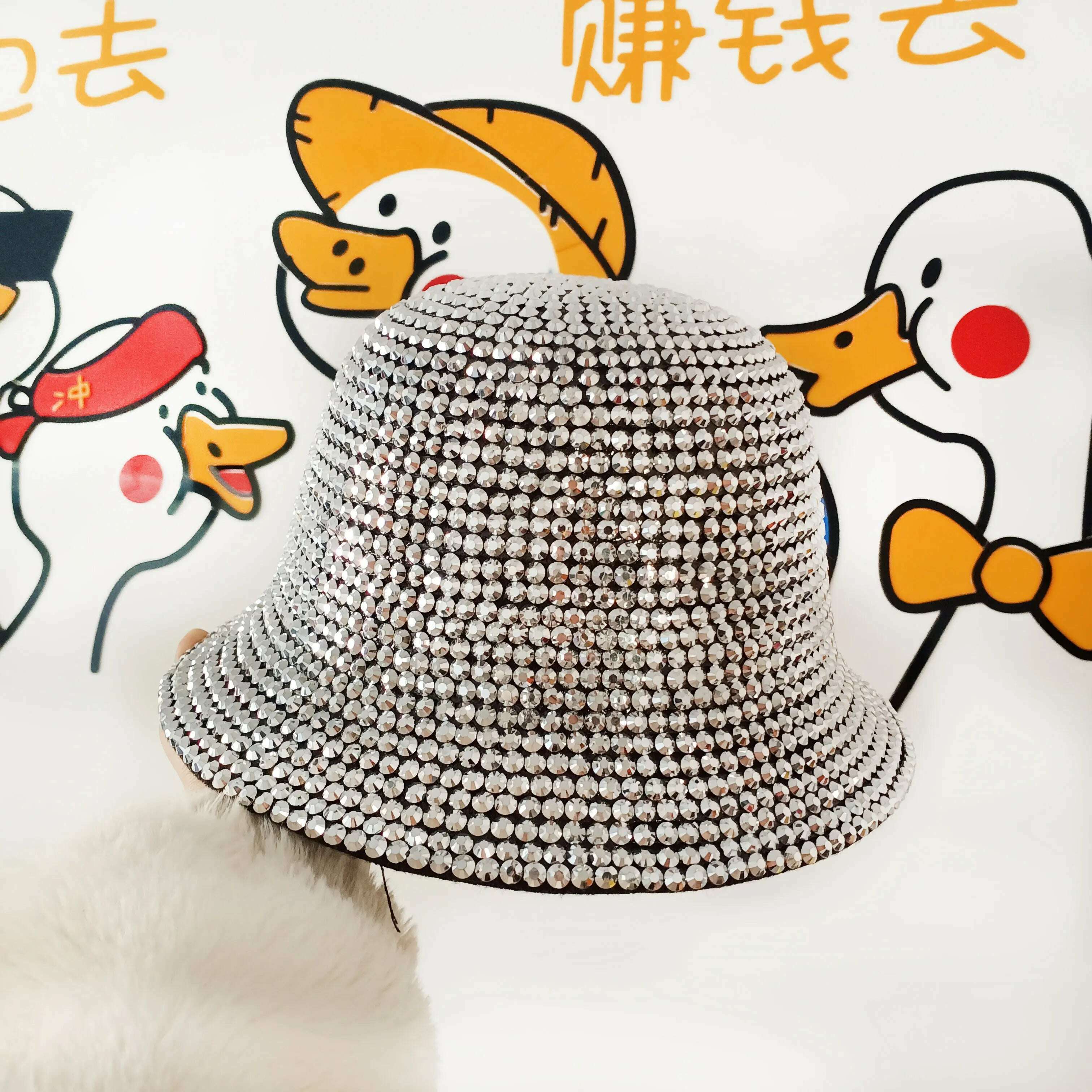 Rhinestone fedora Jazz Hats Cowboy Hat For Women And Men Double-sided Color Cap Red With Black diamond fedora Wholesale 2021 - KIMLUD