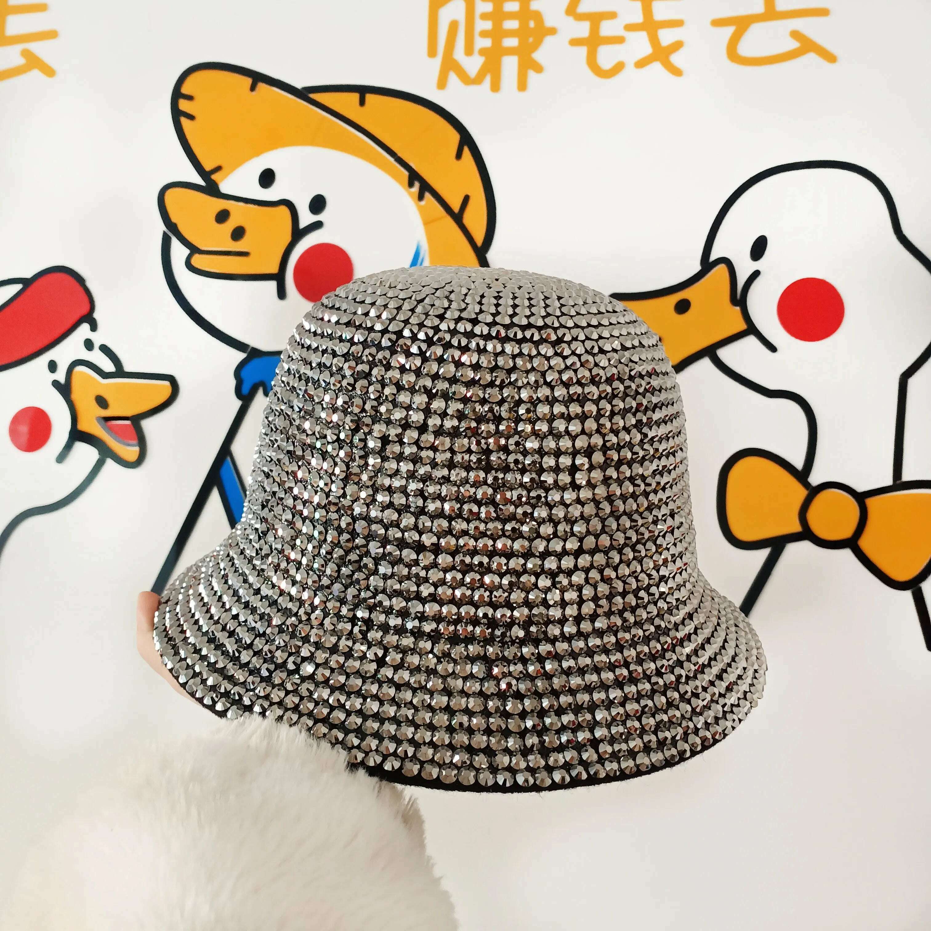 Rhinestone fedora Jazz Hats Cowboy Hat For Women And Men Double-sided Color Cap Red With Black diamond fedora Wholesale 2021 - KIMLUD