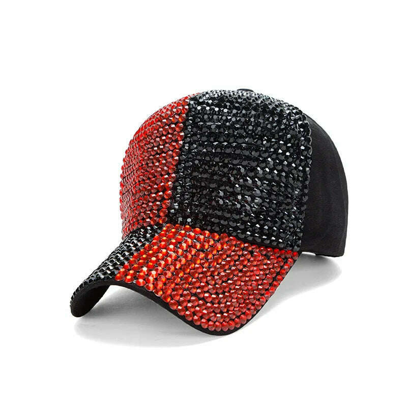 Rhinestone fedora Jazz Hats Cowboy Hat For Women And Men Double-sided Color Cap Red With Black diamond fedora Wholesale 2021 - KIMLUD