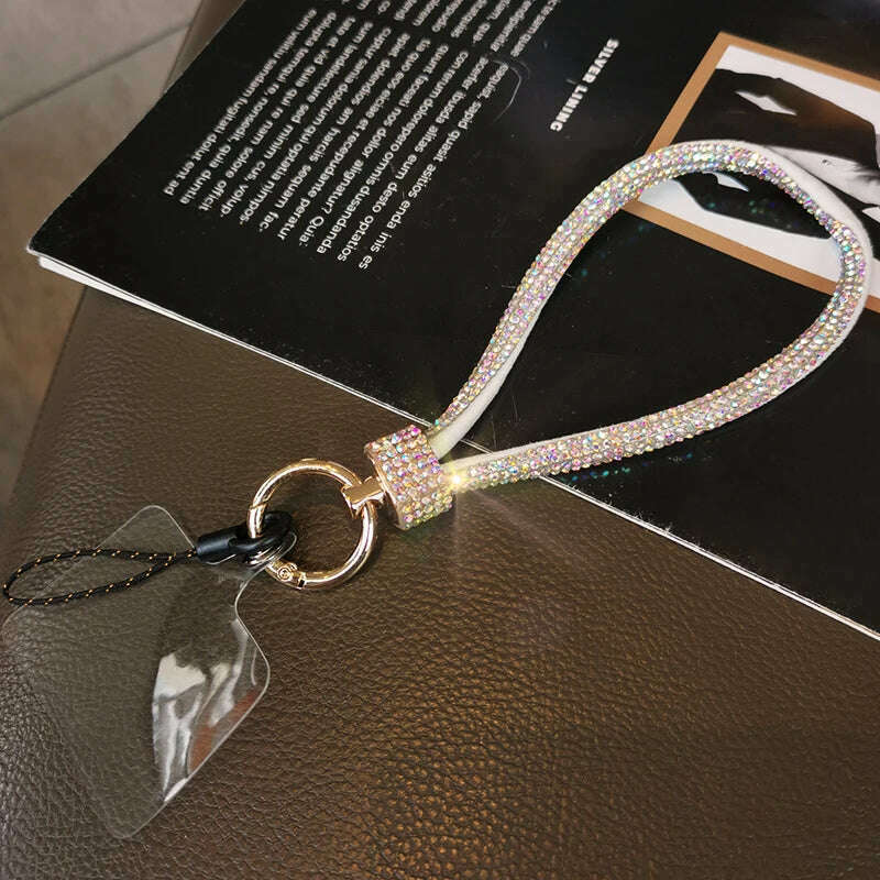 Rhinestone Light Luxury Cell Phone charm Lanyard Strap Keychain Removable Mobile Phone Lanyards With Clip Anti-lost chain rope - KIMLUD