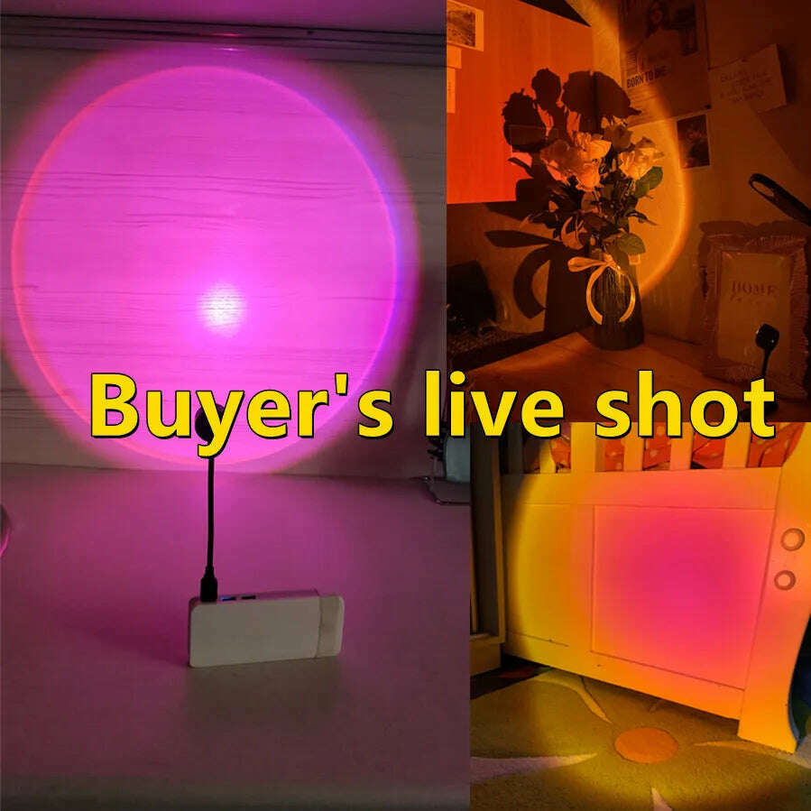 RnnTuu Led USB Sunset Lamp Projector Home Decor Night Light Portable Mood Light For Living Room Wall Photography Neon Lights - KIMLUD