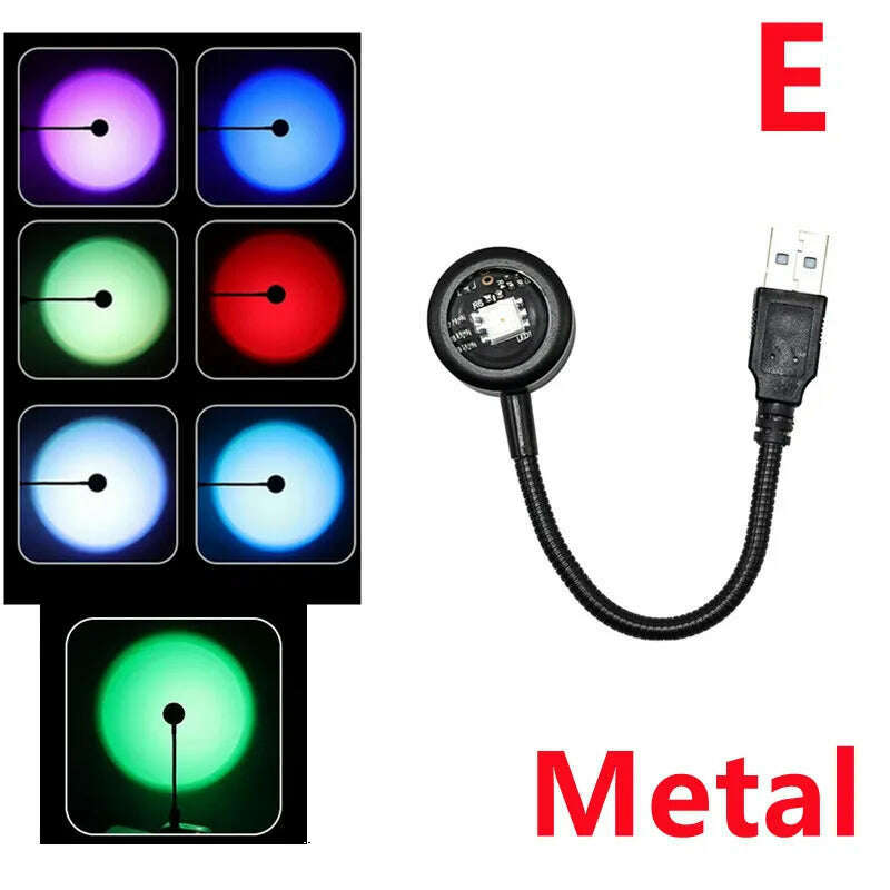 RnnTuu Led USB Sunset Lamp Projector Home Decor Night Light Portable Mood Light For Living Room Wall Photography Neon Lights - KIMLUD