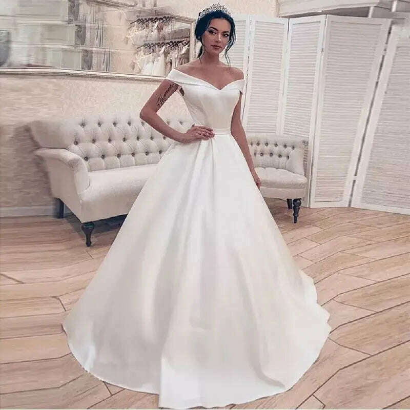 Robe De Mariee Vestido Boho Wedding Dress Party Satin Longue Simple Bride To Be платье платье принцессы - KIMLUD