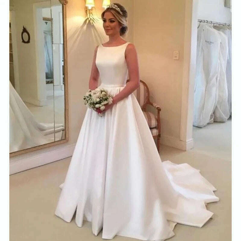 Robe De Mariee Vestido Boho Wedding Dress Party Satin Longue Simple Bride To Be платье платье принцессы - KIMLUD