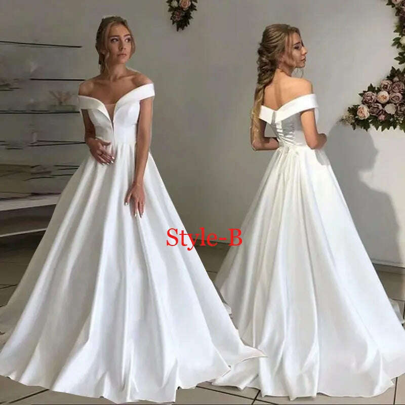 Robe De Mariee Vestido Boho Wedding Dress Party Satin Longue Simple Bride To Be платье платье принцессы - KIMLUD