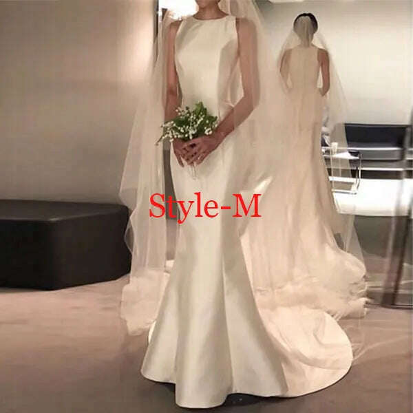 Robe De Mariee Vestido Boho Wedding Dress Party Satin Longue Simple Bride To Be платье платье принцессы - KIMLUD