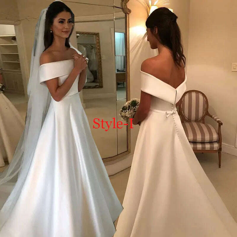 Robe De Mariee Vestido Boho Wedding Dress Party Satin Longue Simple Bride To Be платье платье принцессы - KIMLUD