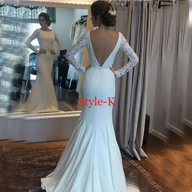 Robe De Mariee Vestido Boho Wedding Dress Party Satin Longue Simple Bride To Be платье платье принцессы - KIMLUD