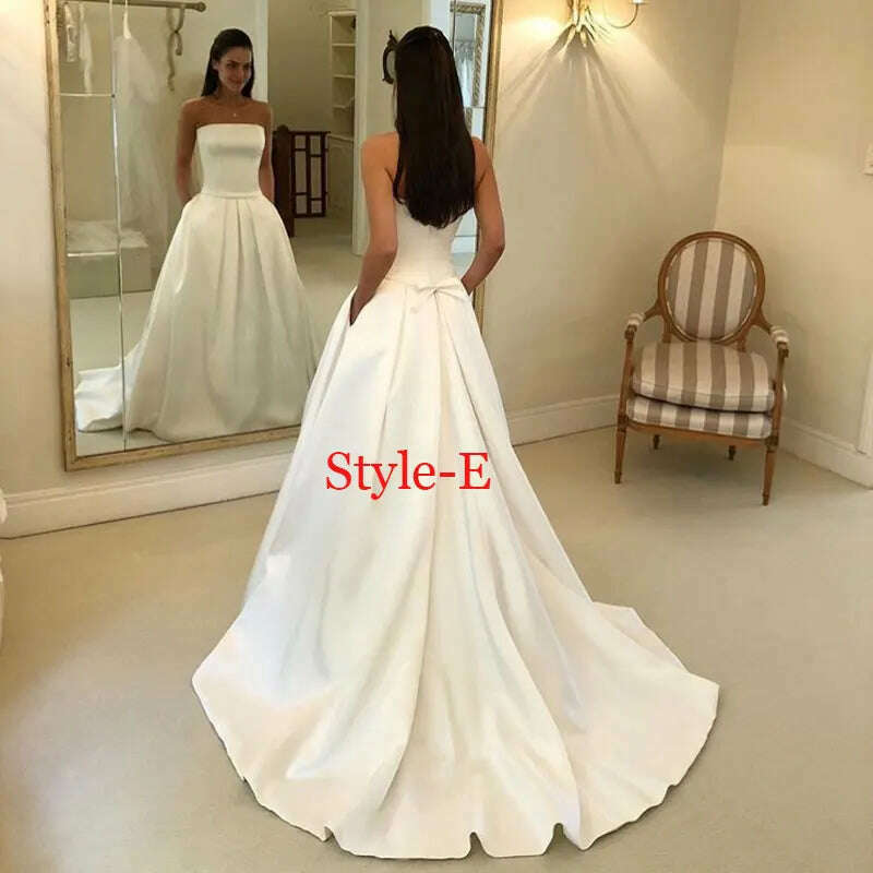 KIMLUD, Robe De Mariee Vestido Boho Wedding Dress Party Satin Longue Simple Bride To Be платье платье принцессы, style -E / 4, KIMLUD APPAREL - Womens Clothes