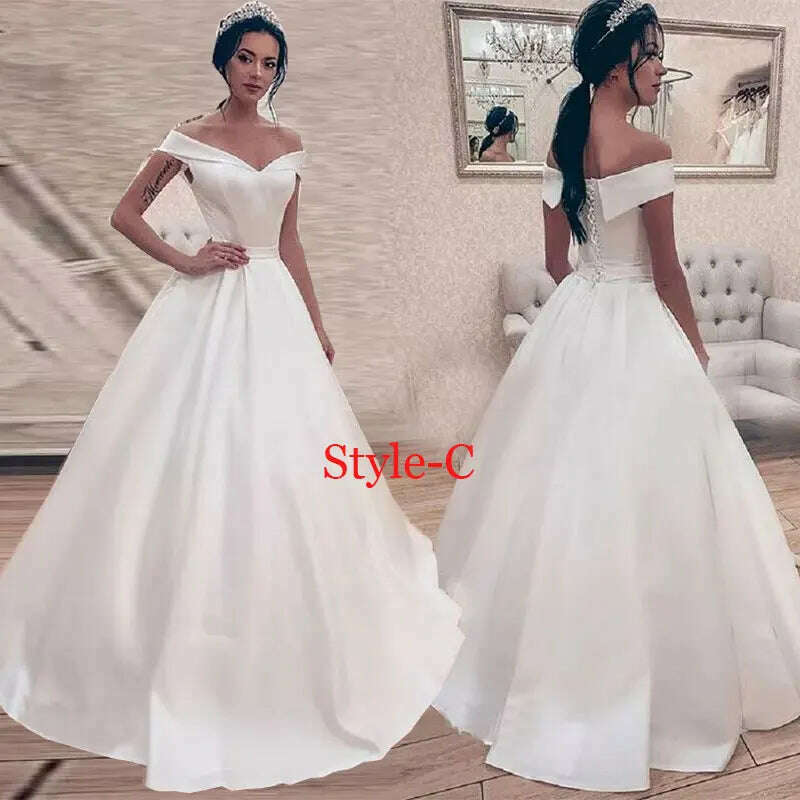 Robe De Mariee Vestido Boho Wedding Dress Party Satin Longue Simple Bride To Be платье платье принцессы - KIMLUD