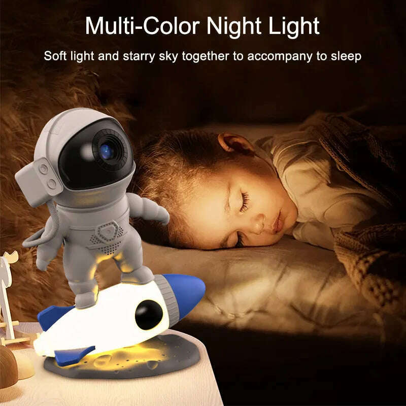 Rocket Astronaut Galaxy Projector Night Light Lamp And 13 Film Pieces Sky Projector 360° Rotate Planetarium For Kids Bedroom - KIMLUD