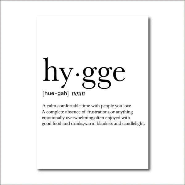 Romantic Dictionary Art Print Hygge Definition Minimalist Poster For Home Bar Salon Restaurant Wall Art Hygge Decor - KIMLUD