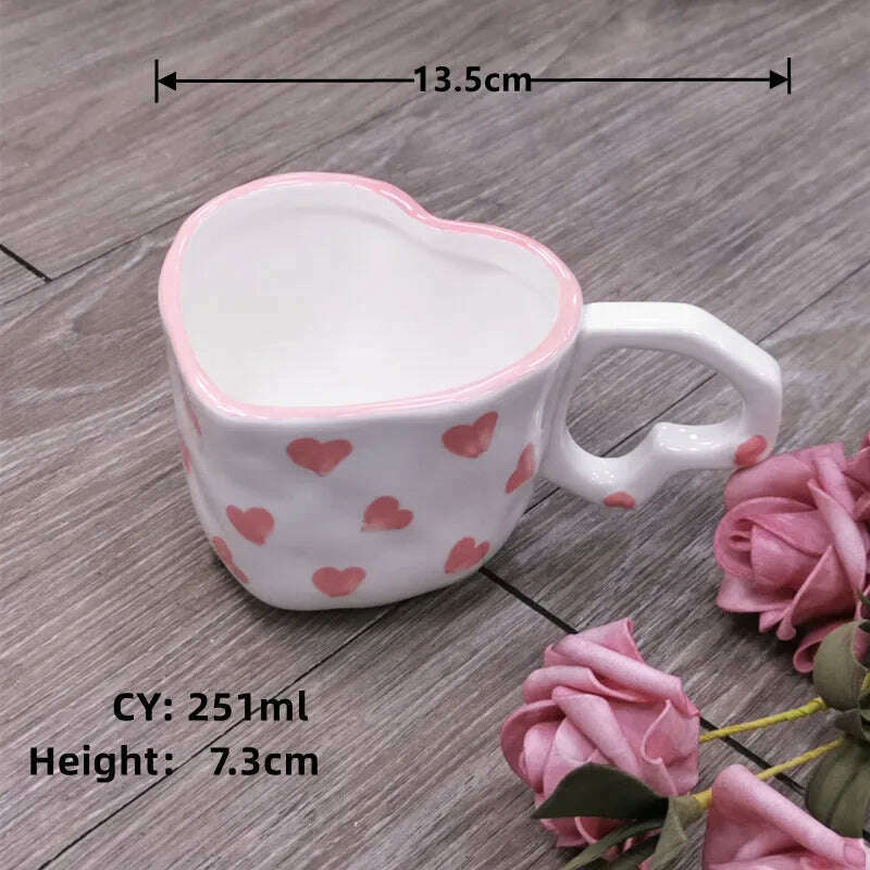 KIMLUD, Romantic Gifts Christmas Mug Korea Ins Mug Coffee Tea Cup Creative Heart Cup Ceramic Mug Milk Coffee Cups Gift Christmas Present, a mug 2 / CHINA / 251-361ml, KIMLUD APPAREL - Womens Clothes