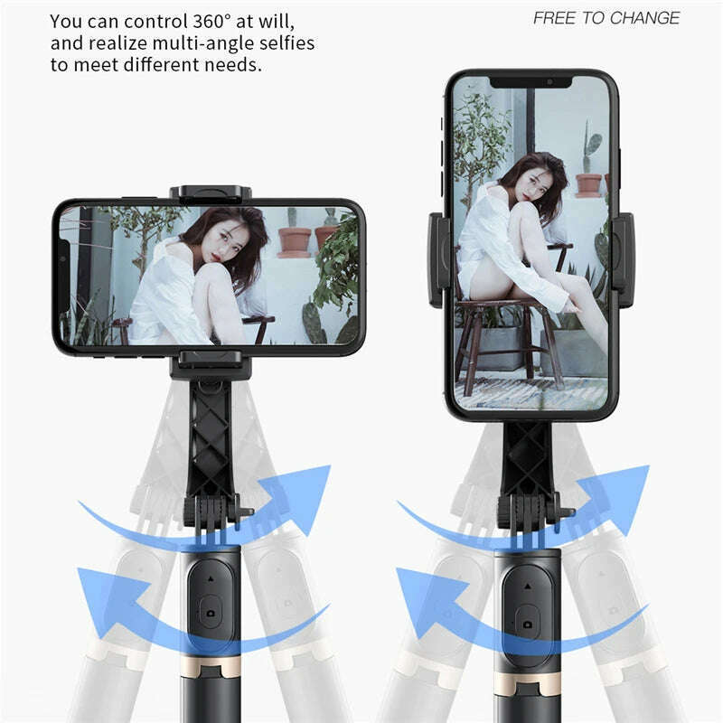 Roreta 2023 NEW Gimbal Stabilizer Selfie Stick Foldable Wireless Tripod with Bluetooth Shutter Monopod for IOS Android - KIMLUD