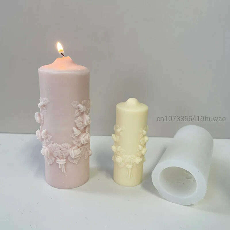 KIMLUD, Rose Flower Bouquet Scented Candle Silicone Mold DIY Handmade Handicrafts Candle Making Plaster Soap Mould Home Decoration Tools, KIMLUD Womens Clothes