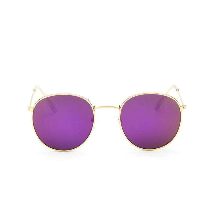 KIMLUD, Rose Gold Round Sunglasses Women Fashion Brand Designer Metal Frame Vintage Mirror Sun Retro Glasses Female UV400, KIMLUD Womens Clothes