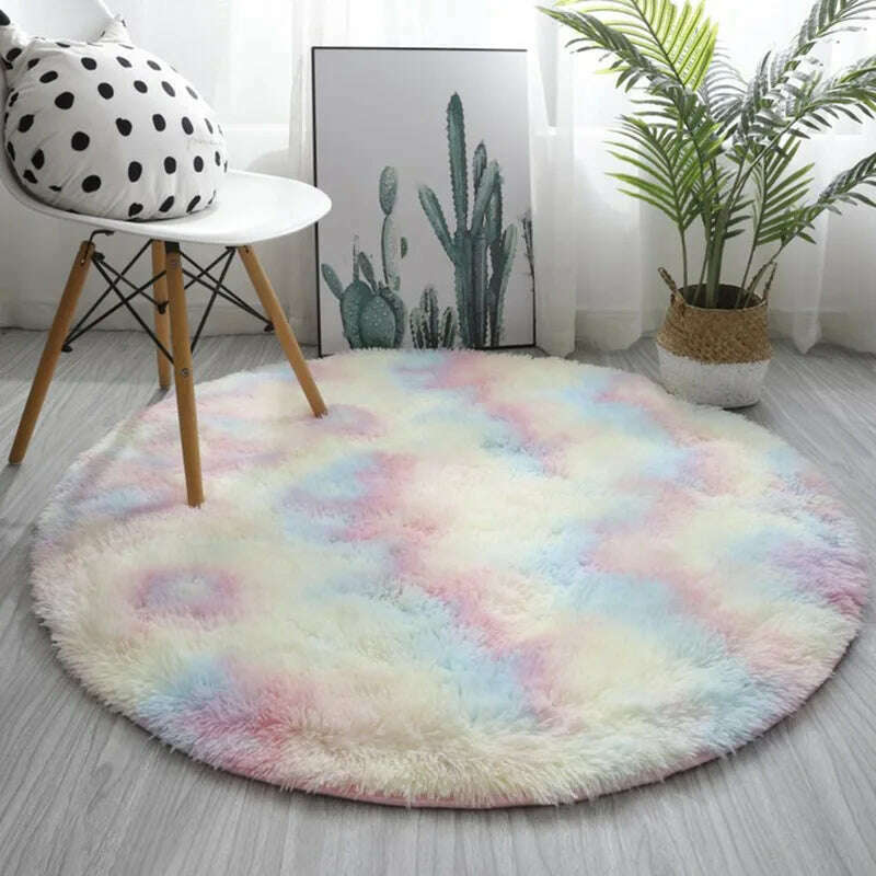 KIMLUD, Round Carpet Hanging Basket Cushion Bedroom Bed Blanket Chair Blanket Thickened Soft Water Wash Long Hair Carpet, KIMLUD Womens Clothes