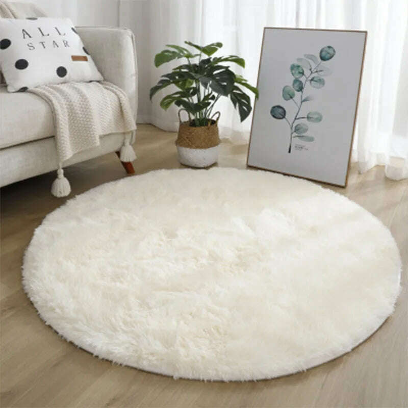 KIMLUD, Round Carpet Hanging Basket Cushion Bedroom Bed Blanket Chair Blanket Thickened Soft Water Wash Long Hair Carpet, A / 80cm, KIMLUD APPAREL - Womens Clothes