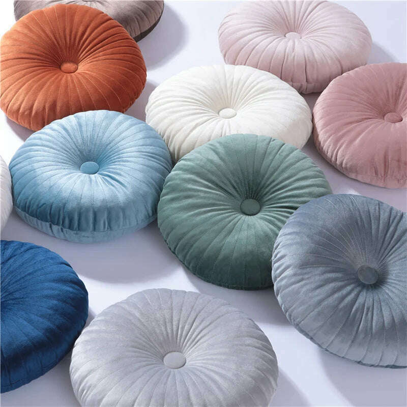 Round Pouf Throw Pillow Tatami Cushion Home Decorative Sofa Cushion Bed Chair Floor Coussin Soft Seat Pillow Pad 35x35cm - KIMLUD