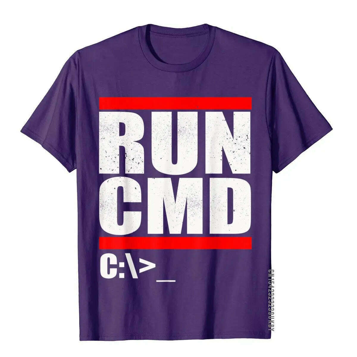 KIMLUD, Run CMD T Shirt Computer Nerd T Shirt Camisa3D Style Tops & Tees New Arrival Cotton Men Top T-Shirts, Purple / M, KIMLUD APPAREL - Womens Clothes