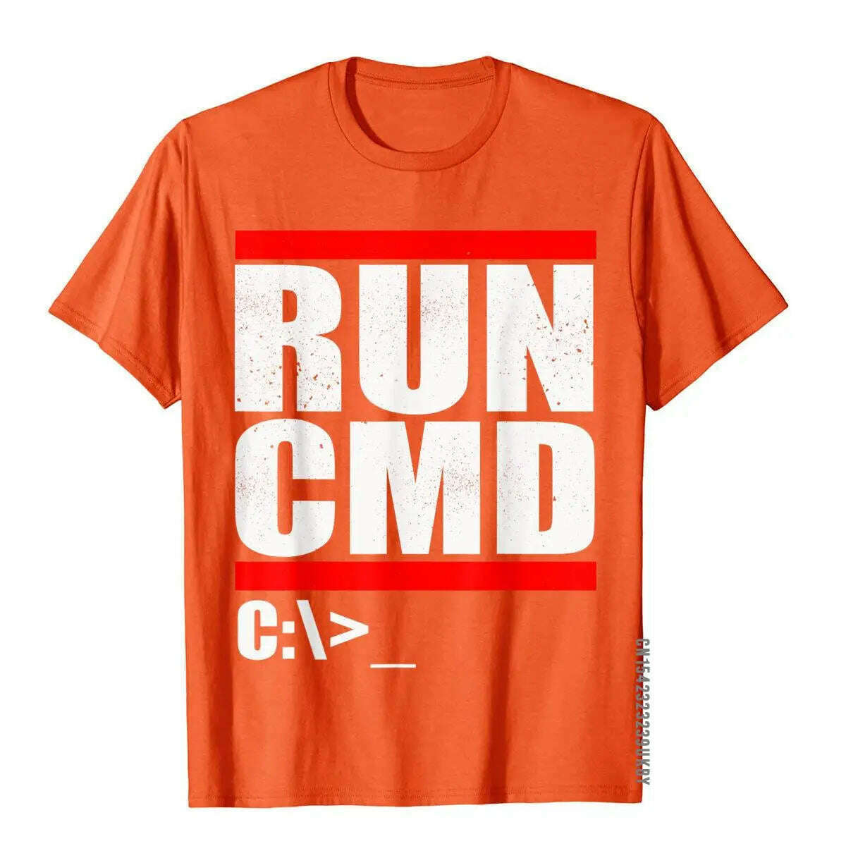 KIMLUD, Run CMD T Shirt Computer Nerd T Shirt Camisa3D Style Tops & Tees New Arrival Cotton Men Top T-Shirts, Orange / S, KIMLUD APPAREL - Womens Clothes