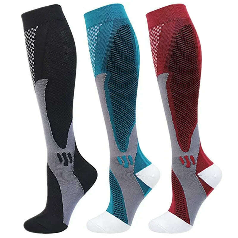 KIMLUD, S-XXL 3 Pairs Pack/Socks Compression Socks 30 Mmhg Fit For Medical Edema Diabetes Varicose Veins Running Sports Socks Size XXL, MIX003-172 / XXL, KIMLUD APPAREL - Womens Clothes