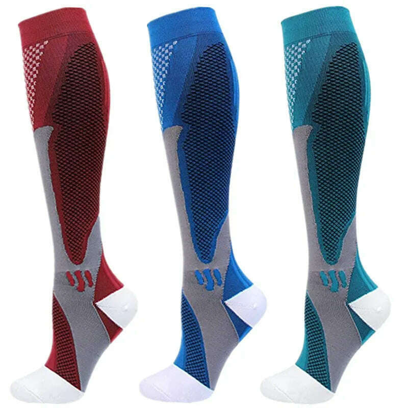 KIMLUD, S-XXL 3 Pairs Pack/Socks Compression Socks 30 Mmhg Fit For Medical Edema Diabetes Varicose Veins Running Sports Socks Size XXL, MIX003-227 / XXL, KIMLUD APPAREL - Womens Clothes