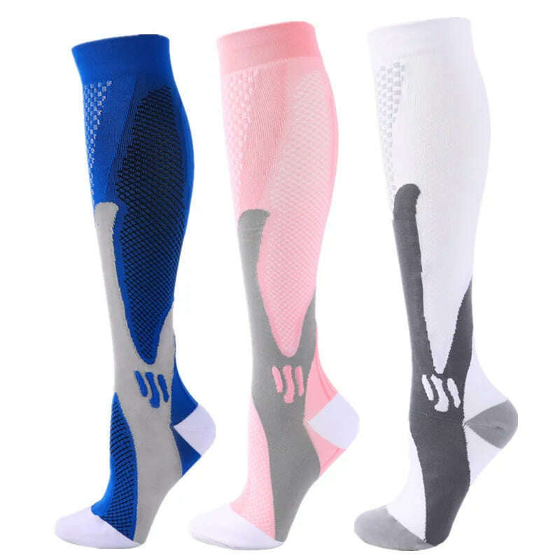 KIMLUD, S-XXL 3 Pairs Pack/Socks Compression Socks 30 Mmhg Fit For Medical Edema Diabetes Varicose Veins Running Sports Socks Size XXL, MIX003-165 / XXL, KIMLUD APPAREL - Womens Clothes