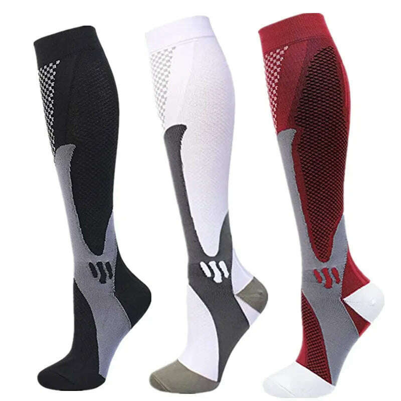 KIMLUD, S-XXL 3 Pairs Pack/Socks Compression Socks 30 Mmhg Fit For Medical Edema Diabetes Varicose Veins Running Sports Socks Size XXL, MIX003-175 / XXL, KIMLUD APPAREL - Womens Clothes