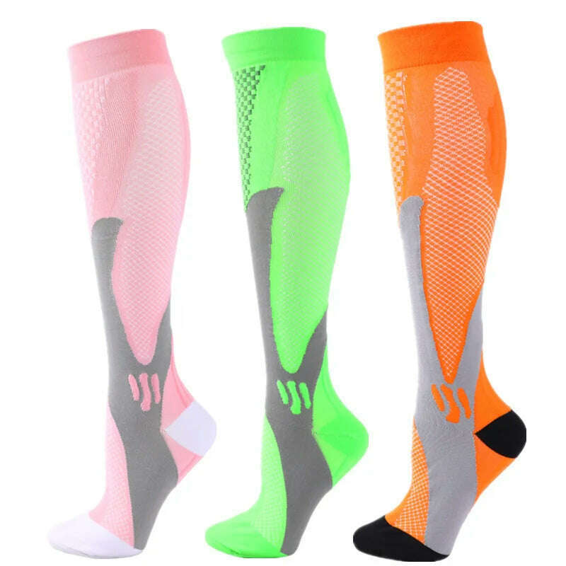 KIMLUD, S-XXL 3 Pairs Pack/Socks Compression Socks 30 Mmhg Fit For Medical Edema Diabetes Varicose Veins Running Sports Socks Size XXL, MIX003-181 / XXL, KIMLUD APPAREL - Womens Clothes