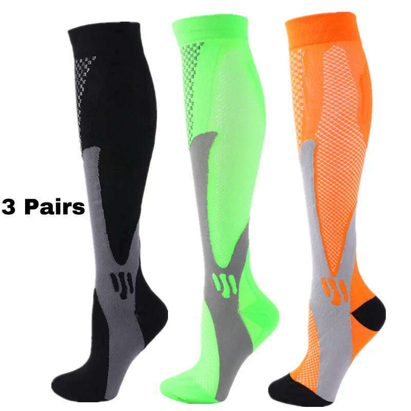 KIMLUD, S-XXL 3 Pairs Pack/Socks Compression Socks 30 Mmhg Fit For Medical Edema Diabetes Varicose Veins Running Sports Socks Size XXL, MIX003-171 / L-XL, KIMLUD APPAREL - Womens Clothes