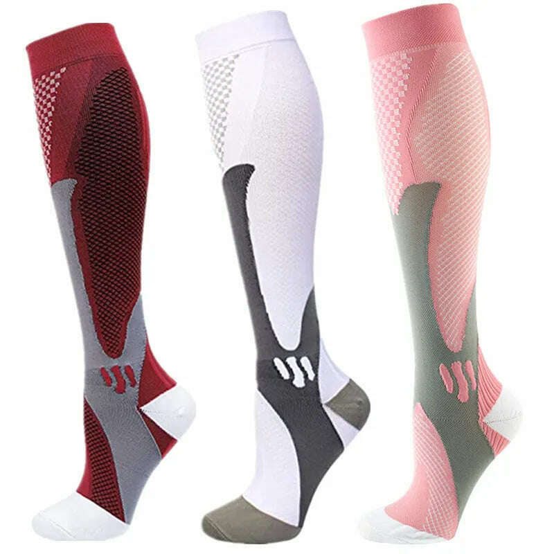 KIMLUD, S-XXL 3 Pairs Pack/Socks Compression Socks 30 Mmhg Fit For Medical Edema Diabetes Varicose Veins Running Sports Socks Size XXL, MIX003-221 / XXL, KIMLUD APPAREL - Womens Clothes