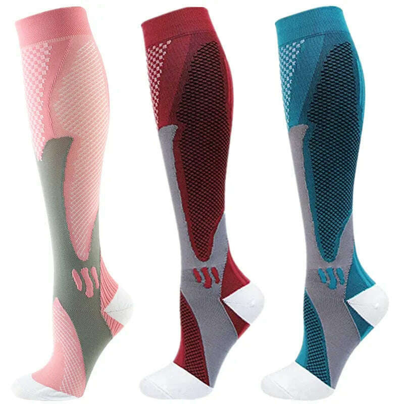 KIMLUD, S-XXL 3 Pairs Pack/Socks Compression Socks 30 Mmhg Fit For Medical Edema Diabetes Varicose Veins Running Sports Socks Size XXL, MIX003-226 / XXL, KIMLUD APPAREL - Womens Clothes