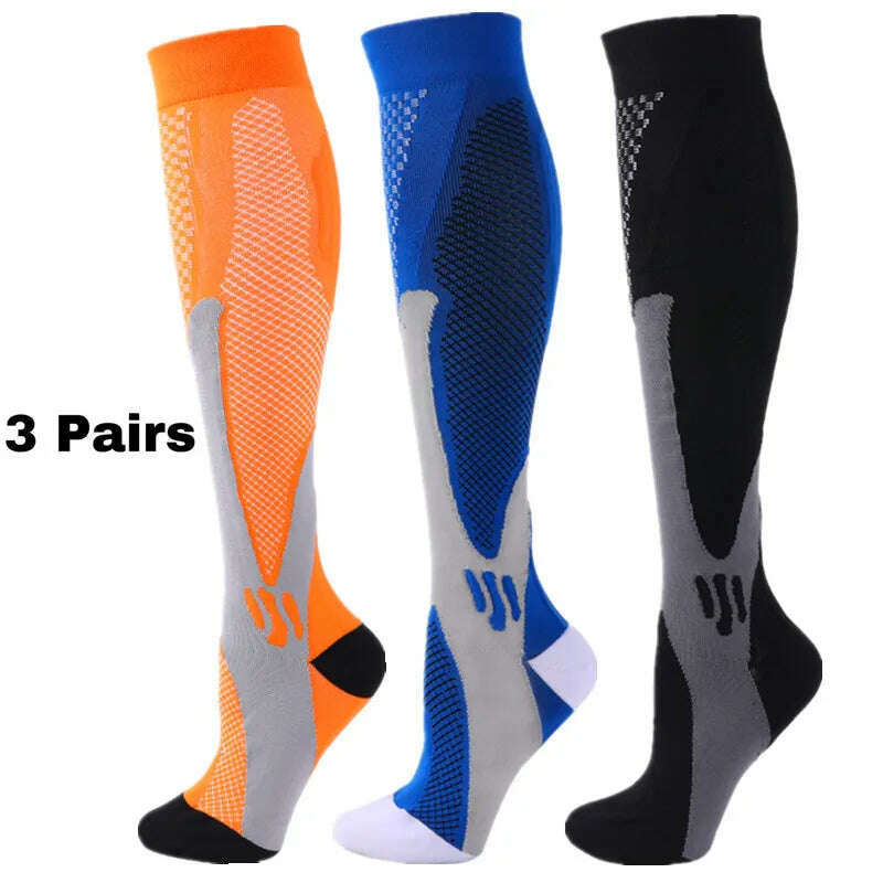 KIMLUD, S-XXL 3 Pairs Pack/Socks Compression Socks 30 Mmhg Fit For Medical Edema Diabetes Varicose Veins Running Sports Socks Size XXL, MIX003-169 / XXL, KIMLUD APPAREL - Womens Clothes