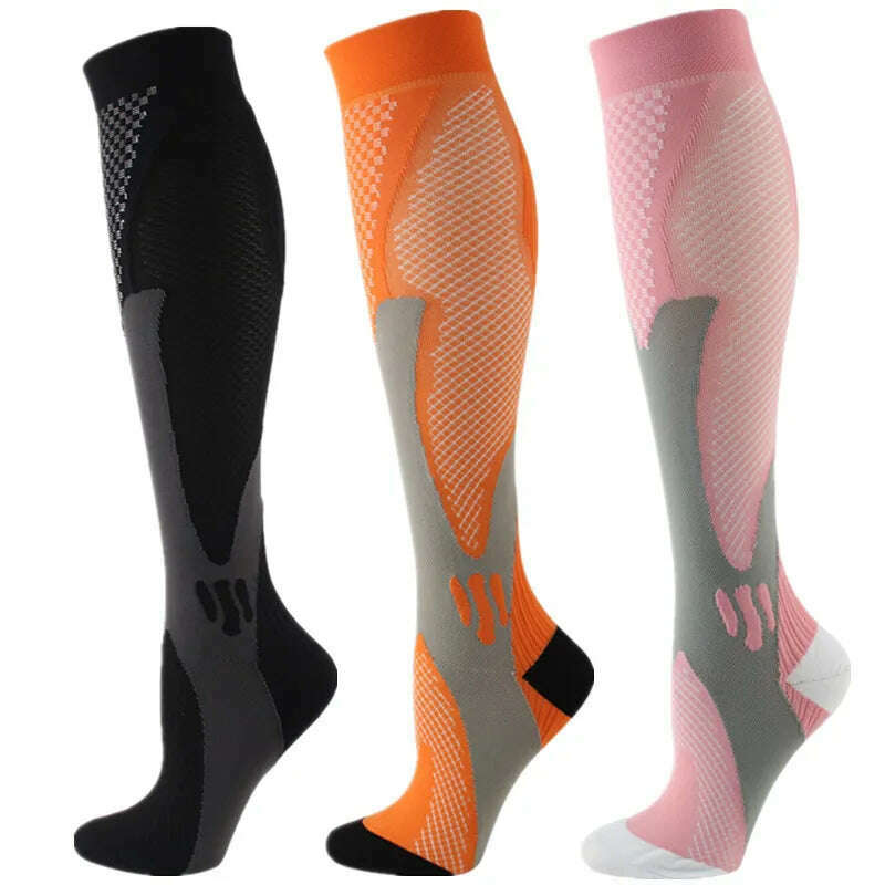 KIMLUD, S-XXL 3 Pairs Pack/Socks Compression Socks 30 Mmhg Fit For Medical Edema Diabetes Varicose Veins Running Sports Socks Size XXL, MIX003-223 / S-M, KIMLUD APPAREL - Womens Clothes