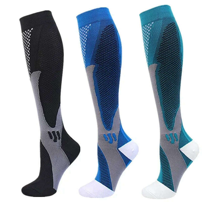 KIMLUD, S-XXL 3 Pairs Pack/Socks Compression Socks 30 Mmhg Fit For Medical Edema Diabetes Varicose Veins Running Sports Socks Size XXL, MIX003-174 / S-M, KIMLUD APPAREL - Womens Clothes