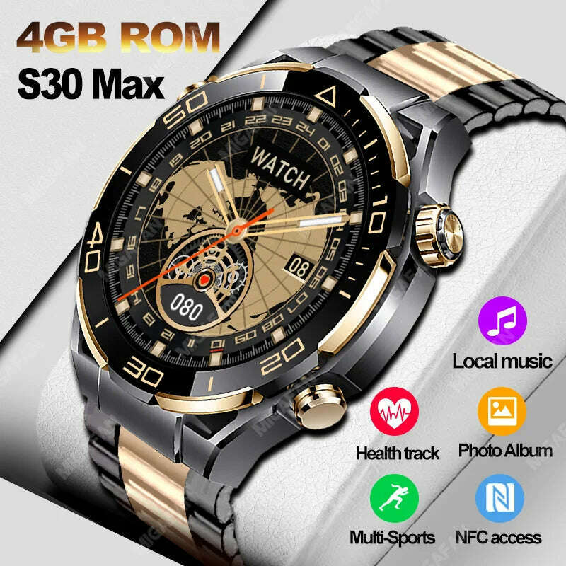 S30 Max Smart Watch 4GB ROM Photo Album Music Gesture Control NFC Compass Heart Rate for Huawei Watches Ultimate Smartwatch Men - KIMLUD