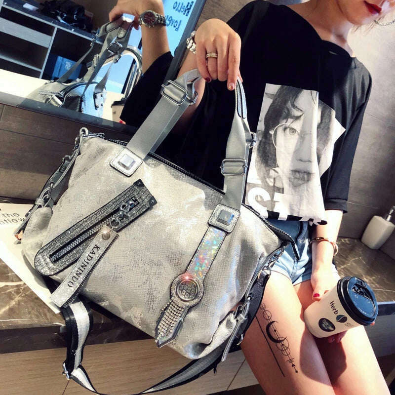 KIMLUD, Sac A Main Luxury Rhinestone Designer Handbags Brand 2022 Fashion Diamond Top-handle Crossbody Bags For Women Rivet Shoulder Bag, KIMLUD Womens Clothes