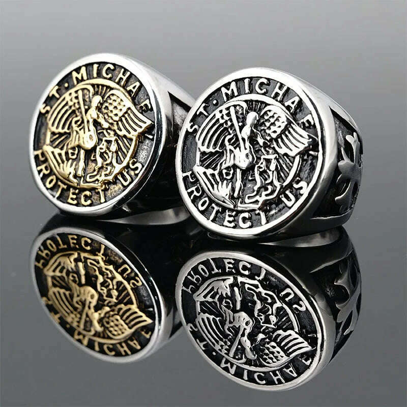 KIMLUD, Saint Michael Protect Archangel Ring Dawapara Protection Ring Amulet Metatron Cube Lilith Symbol The Secrets Of King Solomon, KIMLUD Womens Clothes