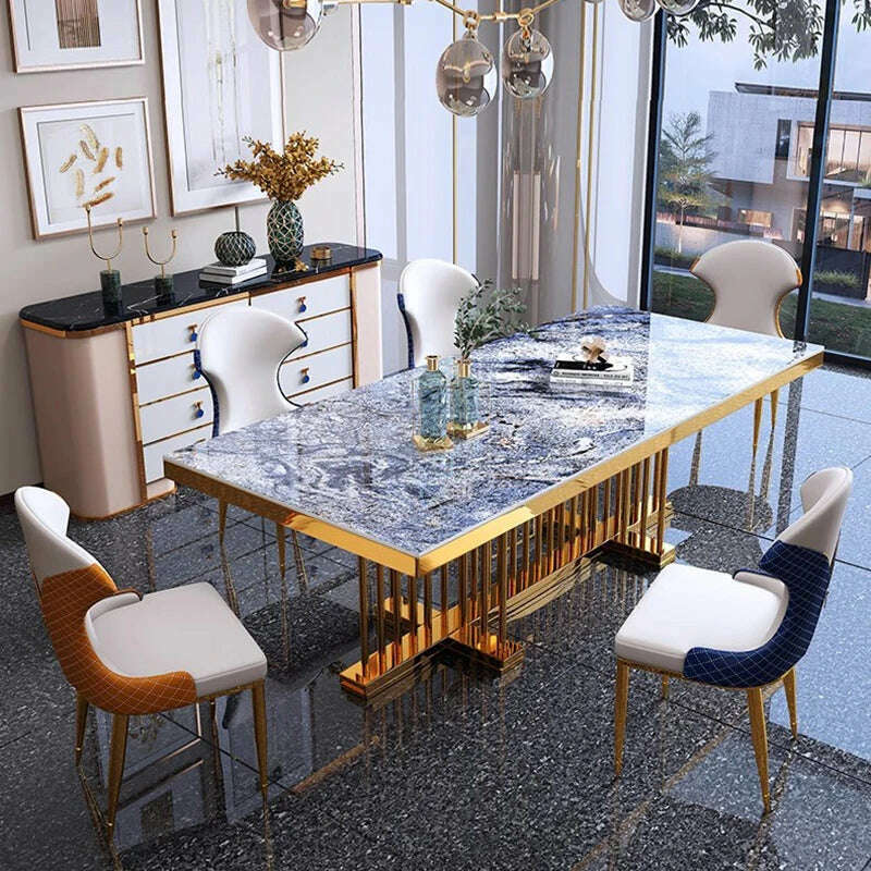 KIMLUD, Salon Marble Dining Table Coffee Hotel Garden Dressing Kitchen Dining Table Conference Luxury Mesa Comedor Balcony Furniture, KIMLUD Womens Clothes