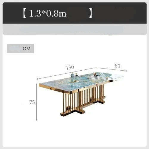 KIMLUD, Salon Marble Dining Table Coffee Hotel Garden Dressing Kitchen Dining Table Conference Luxury Mesa Comedor Balcony Furniture, 1.3 0.8m, KIMLUD APPAREL - Womens Clothes