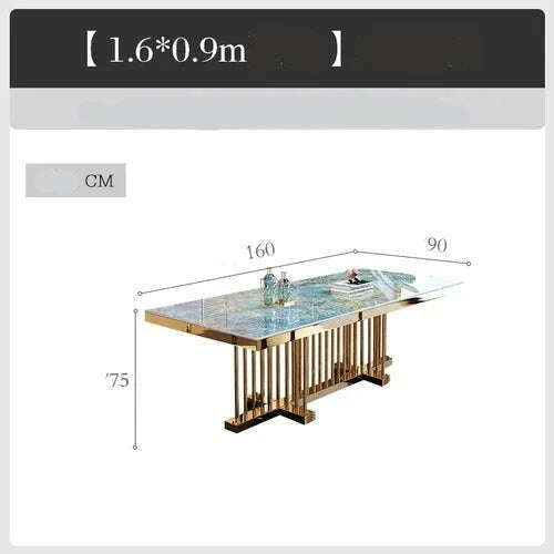 KIMLUD, Salon Marble Dining Table Coffee Hotel Garden Dressing Kitchen Dining Table Conference Luxury Mesa Comedor Balcony Furniture, 1.6 0.9m, KIMLUD APPAREL - Womens Clothes